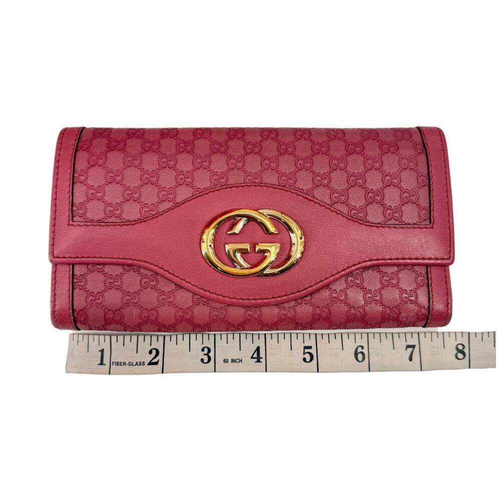 Gucci Microguccissima Embossed Leather Continental Wallet Pink Women's OS - Picture 9 of 11